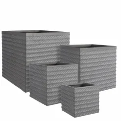 Pot carré en matière synthétique gris Corda - 37 x 37 x 37 cm