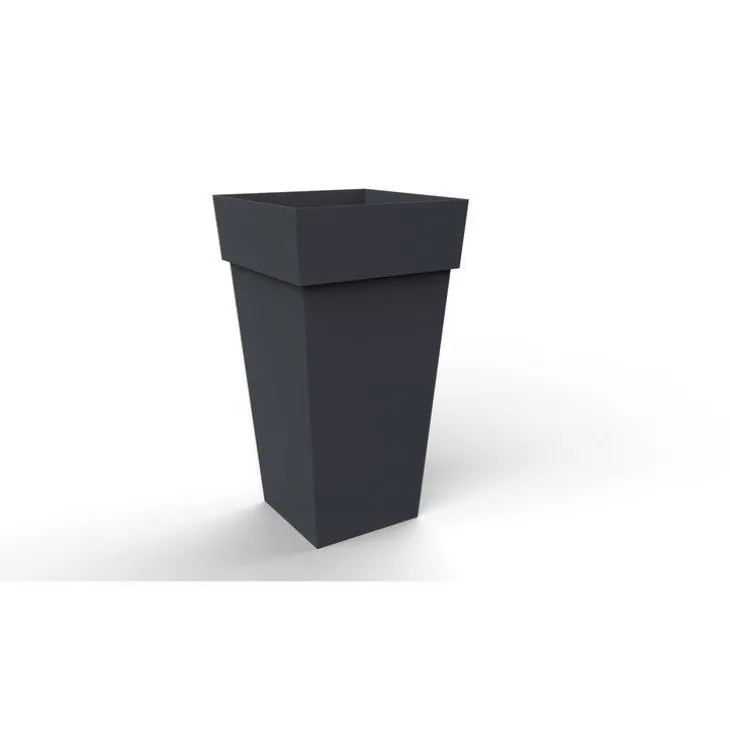 Pot carré haut gris anthracite Eda Toscane – 43,3 x 43,3 cm