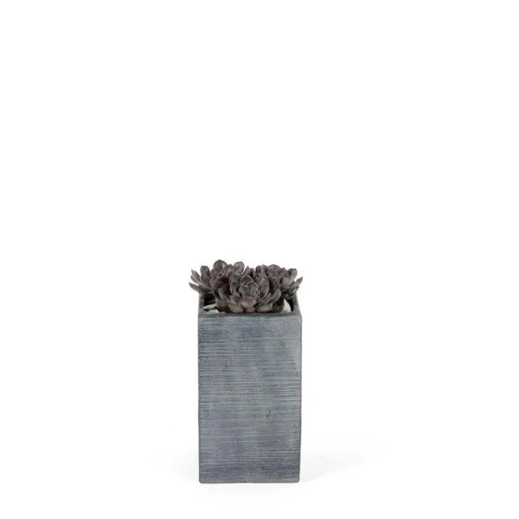 Pot carré mi-haut Stream coloris anthracite 19x19x33 cm