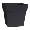 Pot carre Toscane Gris anthracite L24,8 x l24,8 x H24