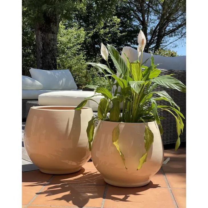 Pot coloris beige en terre émaillée Bahia - Ø 43 cm