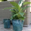Pot coloris bleu Blue wave en terre émaillée Odyssée - Ø 18 cm