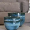 Pot coloris bleu en terre émaillée Austral - Ø 13 cm