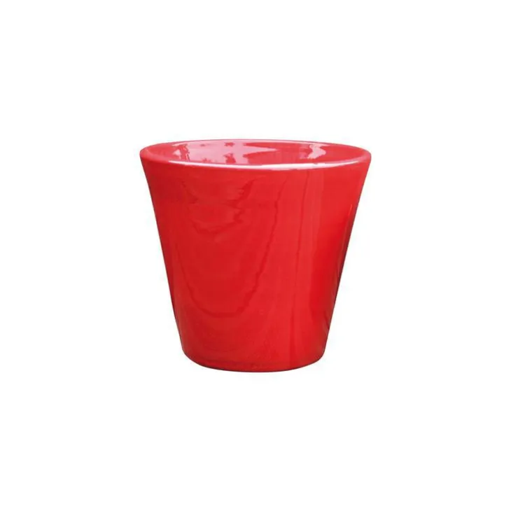 Pot coloris rouge en terre émaillée Odyssée - Ø 18 cm
