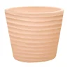 Pot conique en terre cuite coloris beige Poterie du Bousquet Strié - Ø 28 x H 23 cm
