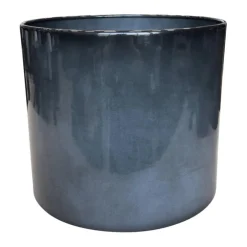 Pot cylindrique coloris gris en métal recyclé - 31 x 31 x 27 cm