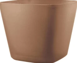 Pot en plastique injecté coloris marron Deroma Origin Quadro cotto - 28 x 28 x 23,5 cm