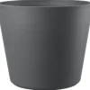 Pot en plastique injecté coloris gris Deroma Origin Vaso grigio à roulettes - Ø 78 x H 64 cm