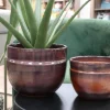 Pot en terre cuite émaillée marron châtaigne Les Poteries d'Albi Austral - Ø20 x H16 cm