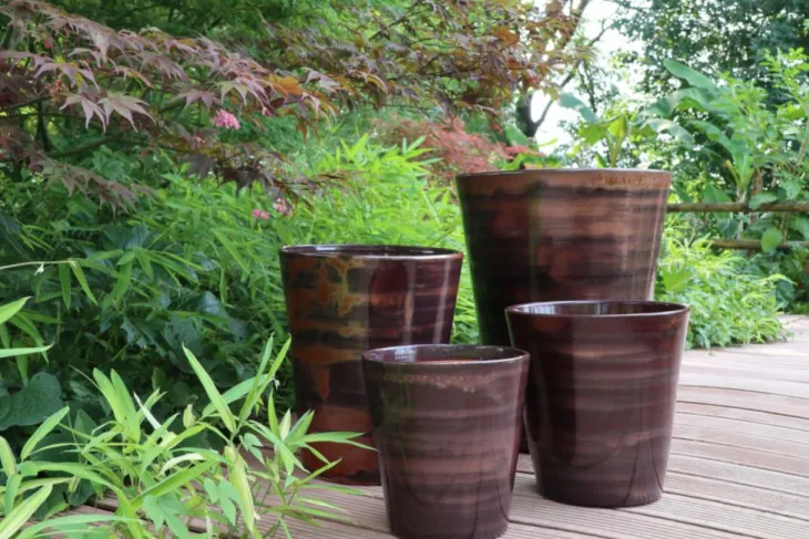 Pot en terre cuite émaillée marron Châtaigne Les Poteries d’Albi Sydney - Ø 33 x H 35 cm