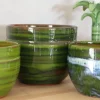 Pot en terre cuite émaillée vert forêt Les Poteries d'Albi Austral - Ø 16 x H 13 cm
