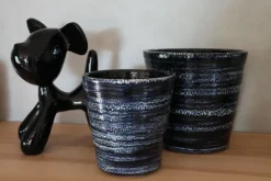 Pot en terre cuite émaillée bleu Nuit étoilée Les Poteries d’Albi Odyssée - Ø 23 x H 21 cm