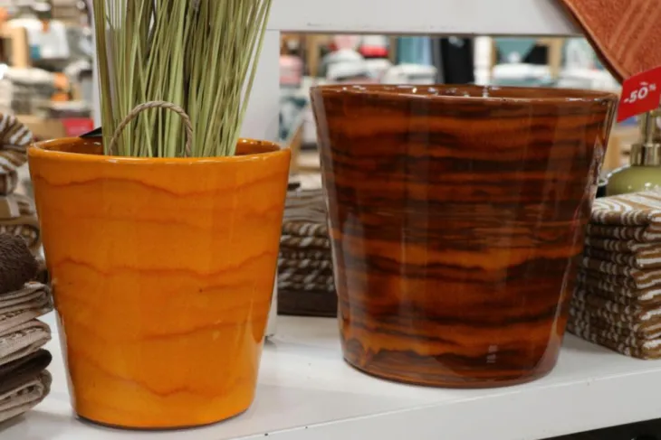 Pot en terre cuite émaillée orange Savane Les Poteries d’Albi Odyssée - Ø 18 x H 18 cm