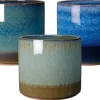 Pot en terre cuite émaillée coloris bleu Deroma Océan - Ø 30 x H 27 cm