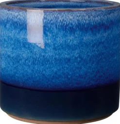 Pot en terre cuite émaillée coloris bleu Deroma Océan - Ø 30 x H 27 cm