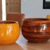 Pot en terre cuite émaillée orange Savane Les Poteries d’Albi Le Liseré - Ø 25 x H 19 cm