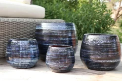 Pot en terre émaillée bleu Nuit étoilée Les Poteries d'Albi Cancale - Ø 14 x H 14 cm