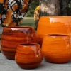 Pot en terre émaillée orange Savane Les Poteries d'Albi Cancale - Ø Ø 17 x H 17 cm