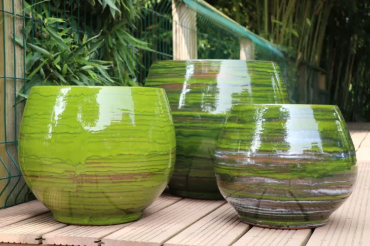 Pot en terre émaillée vert Forêt Les Poteries d'Albi Bahia - Ø 25 x H 31 cm