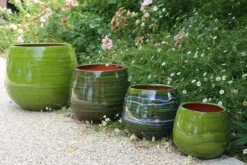 Pot en terre émaillée vert Forêt Les Poteries d'Albi Cancale - Ø 14 x H 14 cm