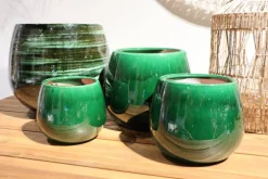 Pot en terre émaillée vert Jade Les Poteries d'Albi Cancale - Ø 25 x H 27 cm