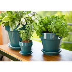 Pot horticole émaillé de 2,4 L coloris bleu Ø 19 x H 17 cm