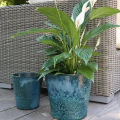Pot Odyssée Blue Wave en terre émaillée Poterie d’Albi - Ø 23 x 21 cm