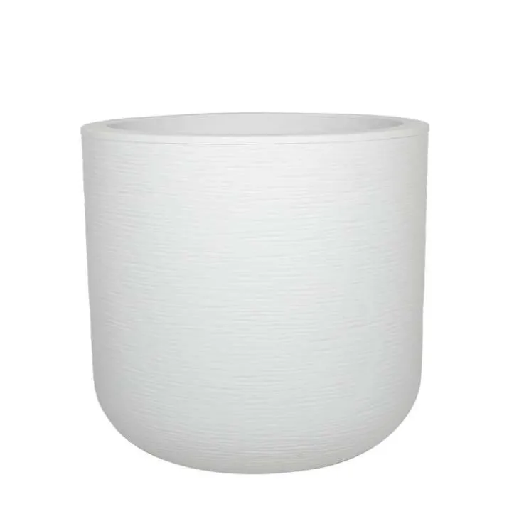 Pot rond blanc cérusé Eda Plastique graphit up - Ø 38,5 x 36,8 cm