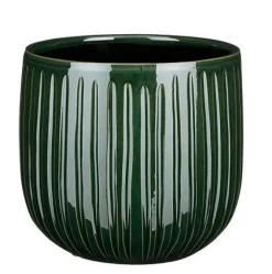 Pot rond Edelman Hollande cannelé vert foncé Pablo – Ø 21 x H 19 cm
