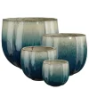 Pot rond en céramique coloris pétrole Edelman Corsica - Ø 29 x H 26 cm