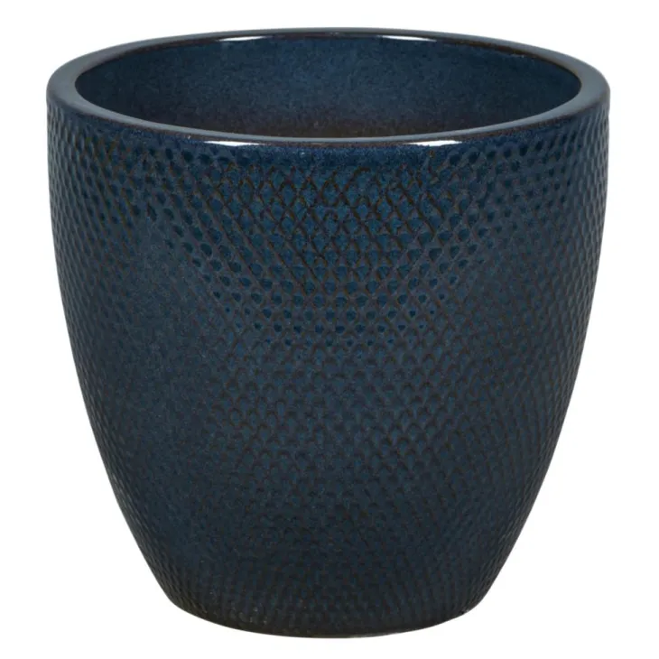 Pot rond en grès émaillé bleu océan Passion for Pottery Busan - Ø 29 x H 27 cm