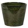 Pot rond en grès émaillé dripping vert Shanghai - Ø 27 x H 24 cm