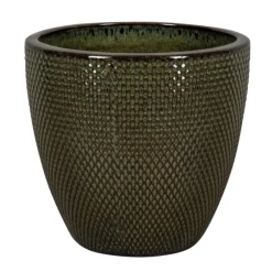 Pot rond en grès émaillé vert Passion for Pottery Busan - Ø 23 x H 20,5 cm