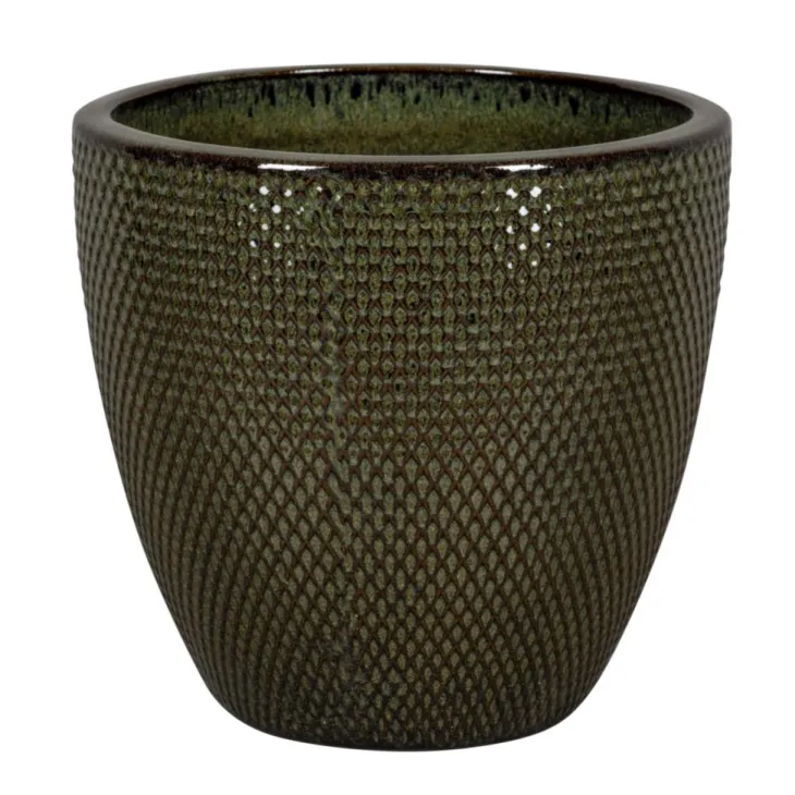 Pot rond en grès émaillé vert Passion for Pottery Busan - Ø 29 x H 27 cm