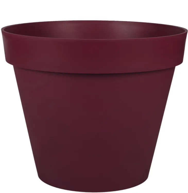 Pot rond en plastique rouge Bourgogne Eda Toscane 43 L - Ø 48 x H 40 cm