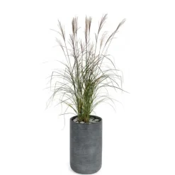 Pot rond Stream haut Anthracite Ø.37 x H.60 cm