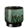 Pot rond Thiago coloris vert en terre cuite - Ø 15 cm x 14 cm