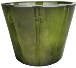 Pot évasé coloris vert en métal recyclé - 27 x 27 x 22 cm