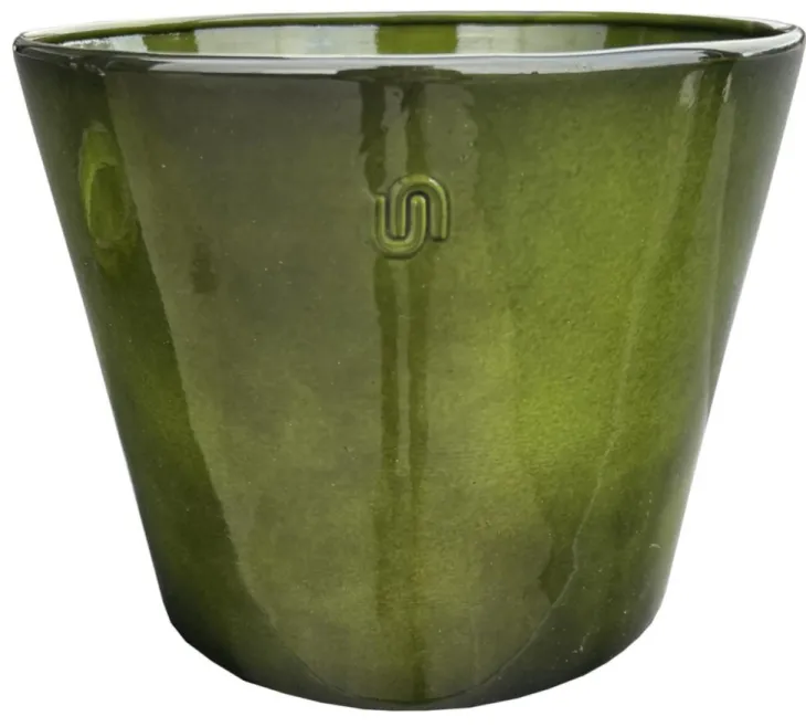 Pot évasé coloris vert en métal recyclé - 27 x 27 x 22 cm