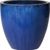Pot vase en terre cuite émaillée bleu Tonkin - Ø 60 x H 54 cm