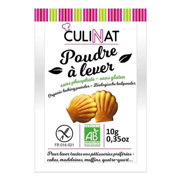 Poudre à lever sans gluten sans phosphate Culinat 8x10g