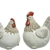 Poule décorative coloris banc en terre cuite - 12 x 19 x 20 cm