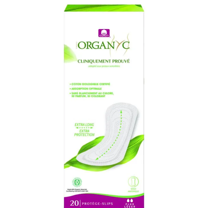 Protège-slip maxi extra long en coton bio Organyc - boîte de 20