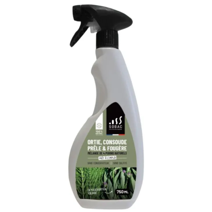 Purin 4 Mix (ortie, prêle, fougère, cousoude) 100 % naturel Sobac - 750 ml