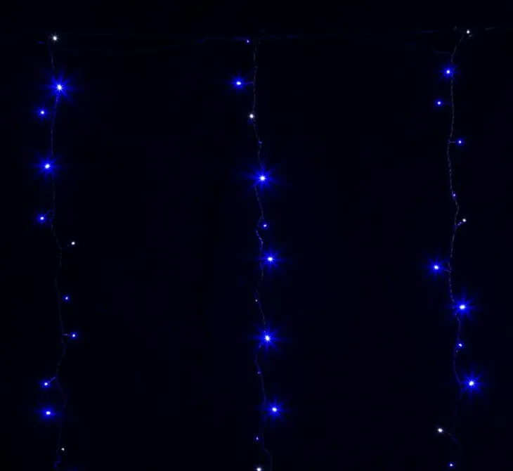 Rallonge rideau lumineux LED à lumière fixe bleu sur secteur - 2 m