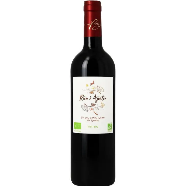 Rien à ajouter vin de Bordeaux AOC bio rouge sans sulfites Château Cajus - 75 cl