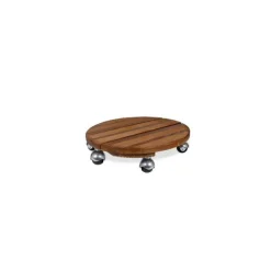 Roule plante en bois modèle grand rond marron Ø 45 cm