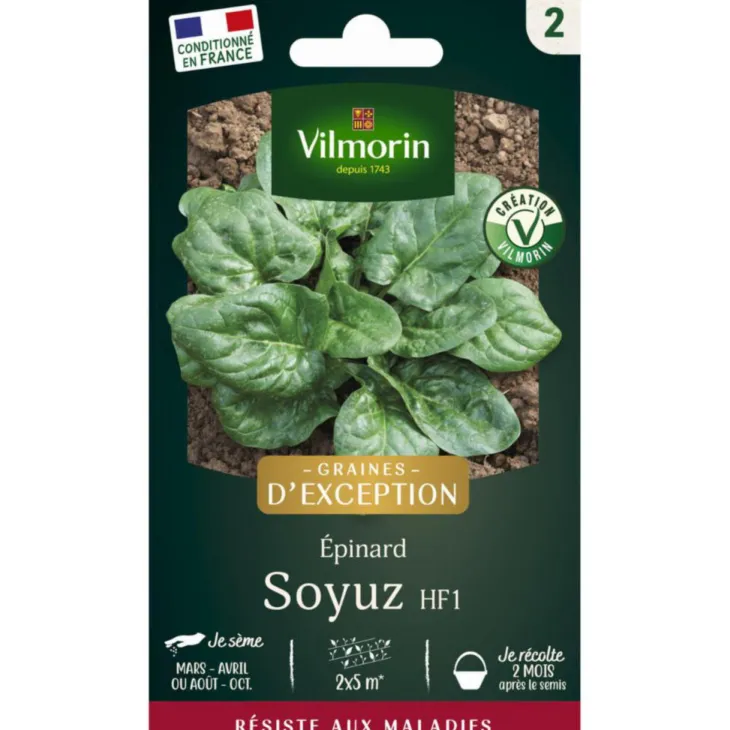 Sachet de semences potagères graines d'épinard Soyuz HF1 VL2