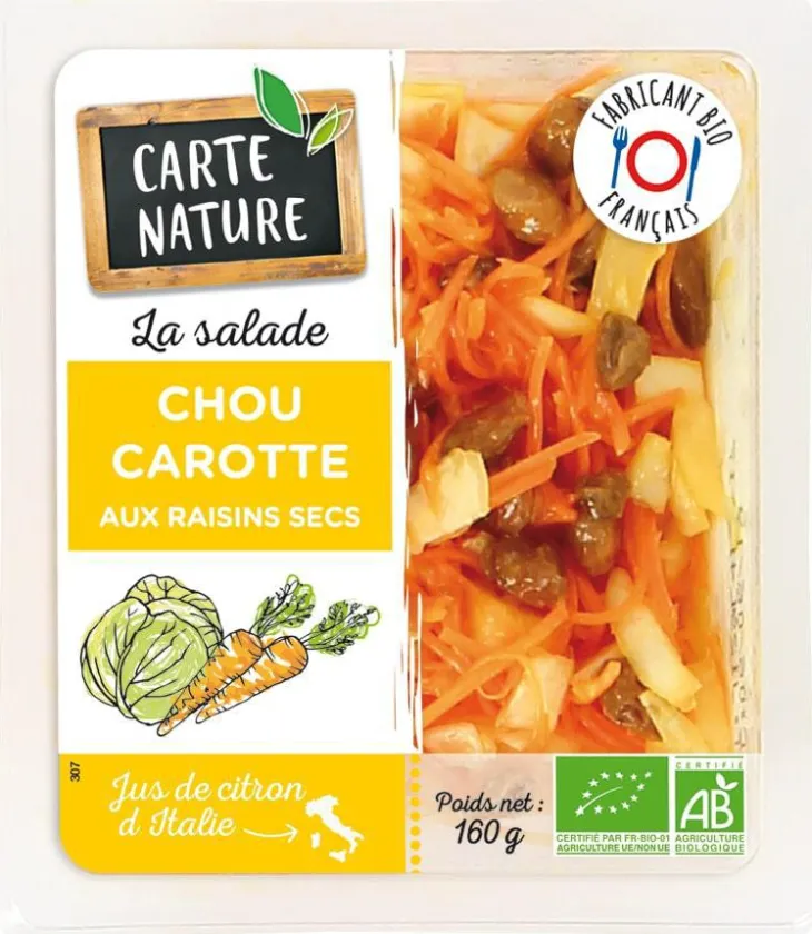 Salade Chou carottes et raisins secs Carte Nature - 160 g