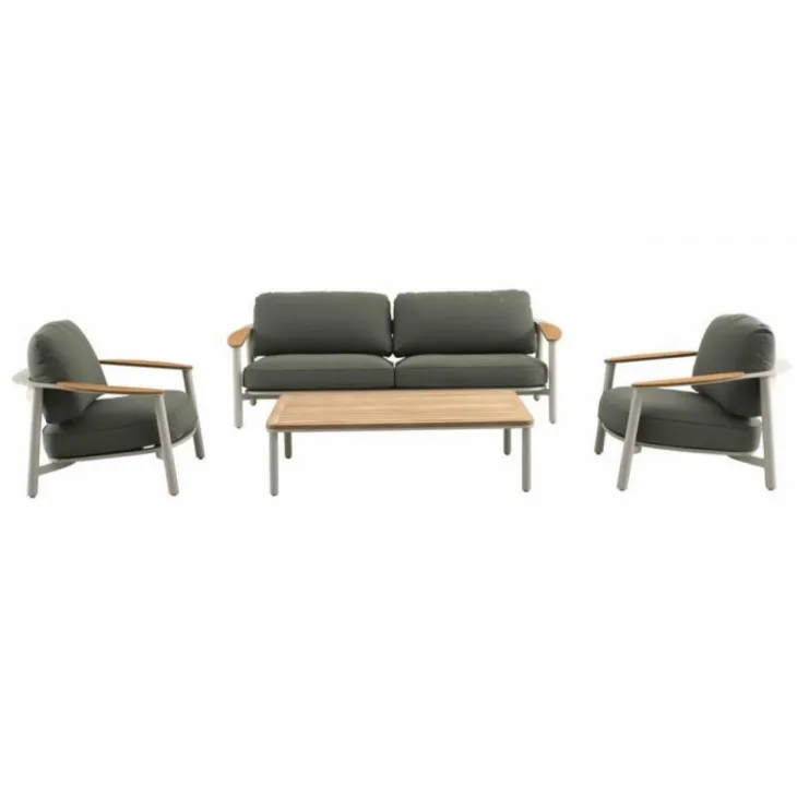 Salon bas en teck FSC beige/vert ROYAL GARDEN KEMO